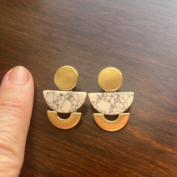 Circle and Half Circle Geometric Earrings NWOT - Picture 5 of 5